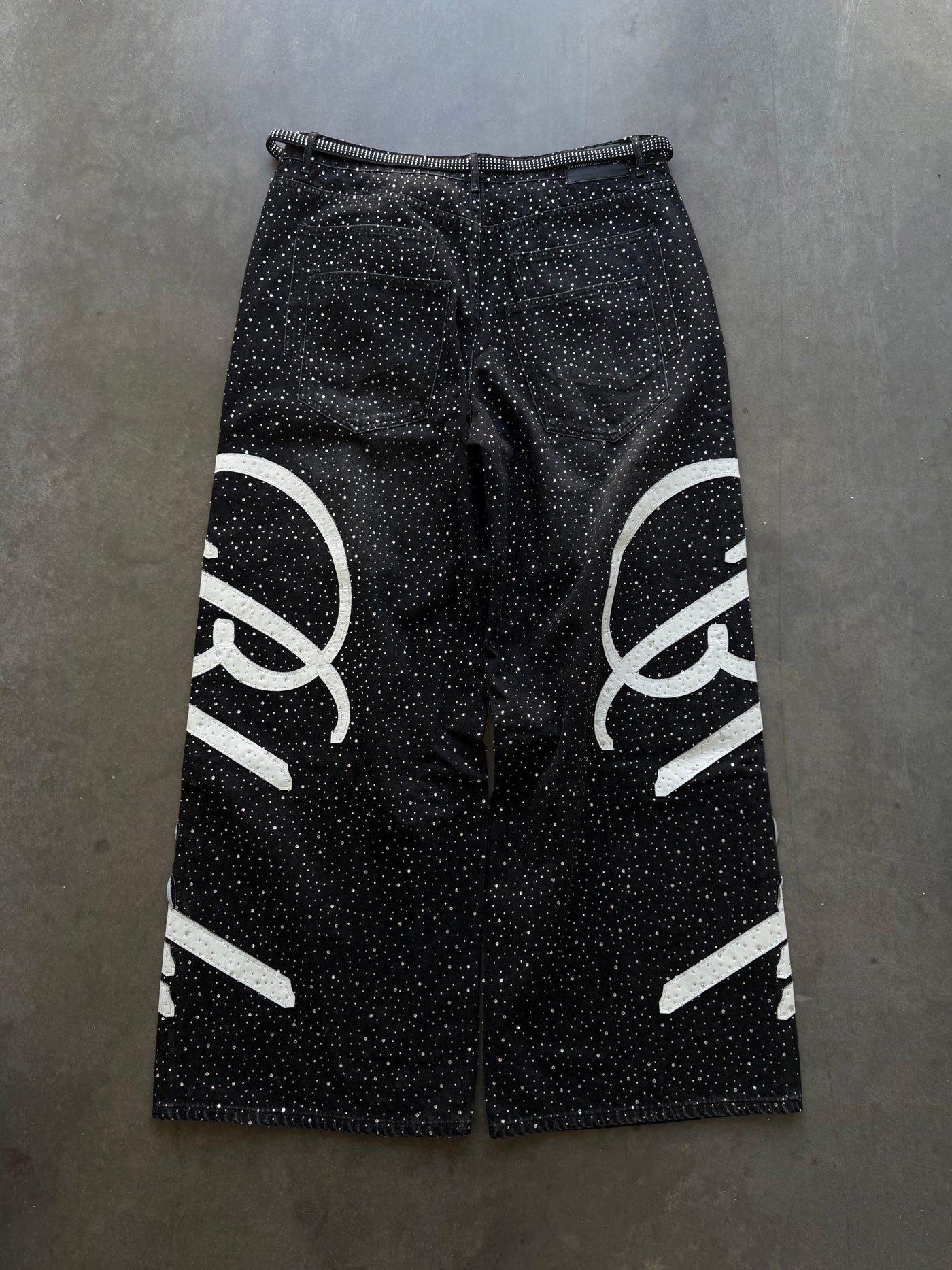 Black "Bloody" Rhinestone Denim