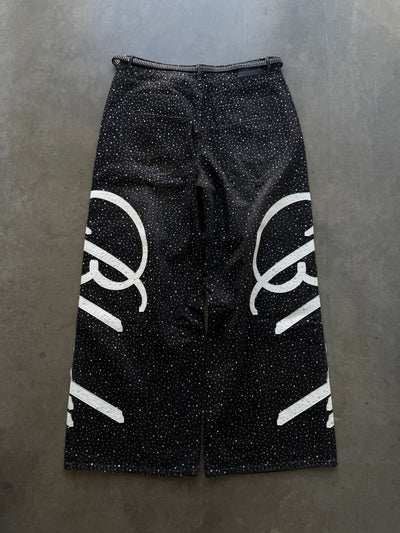 Black "Bloody" Rhinestone Denim