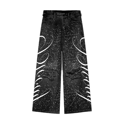 Black "Bloody" Rhinestone Denim